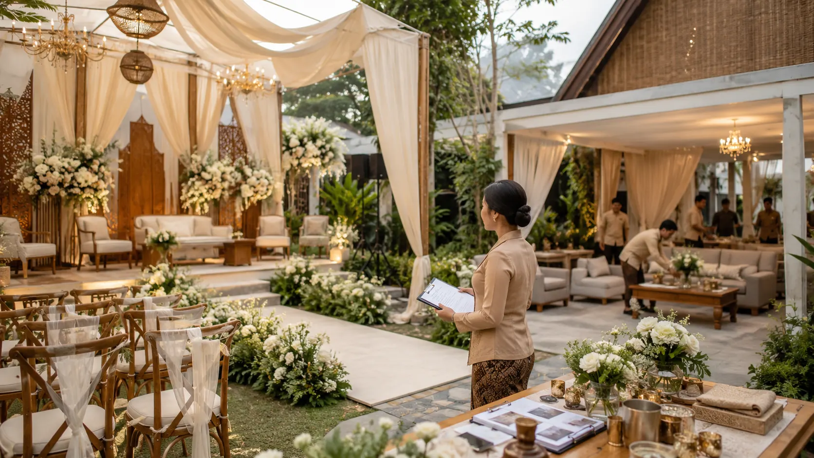 Outdoor wedding Purwakarta dengan dekorasi dan plan B cuaca