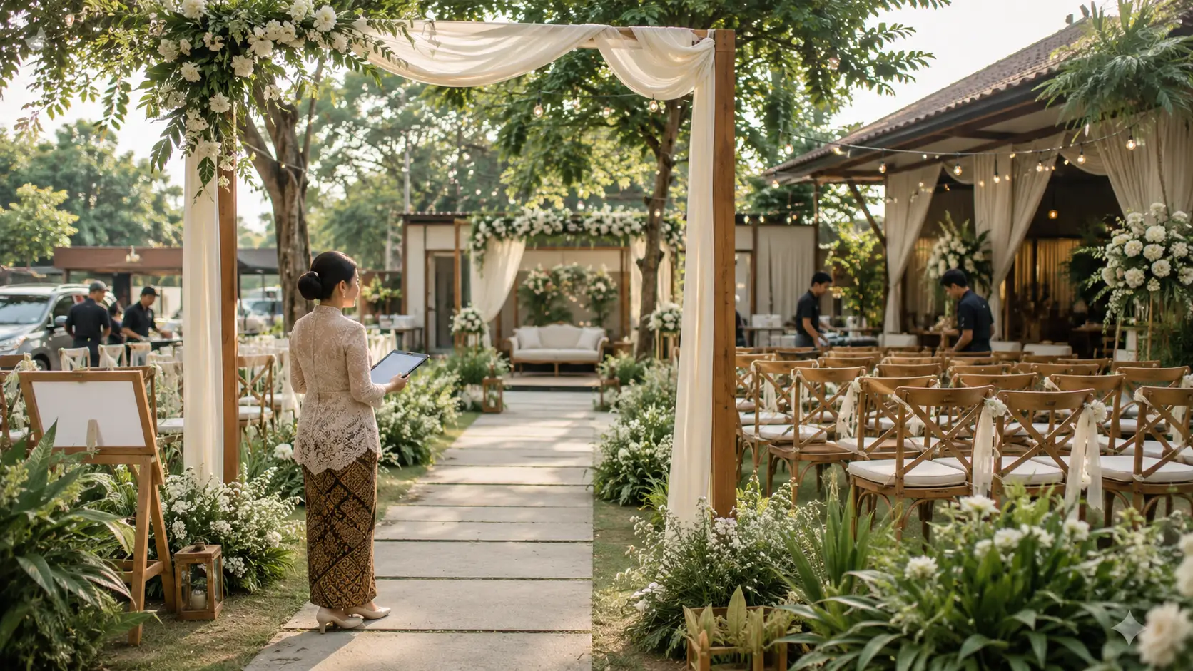 Outdoor wedding Purwakarta dengan venue dan flow tamu yang rapi